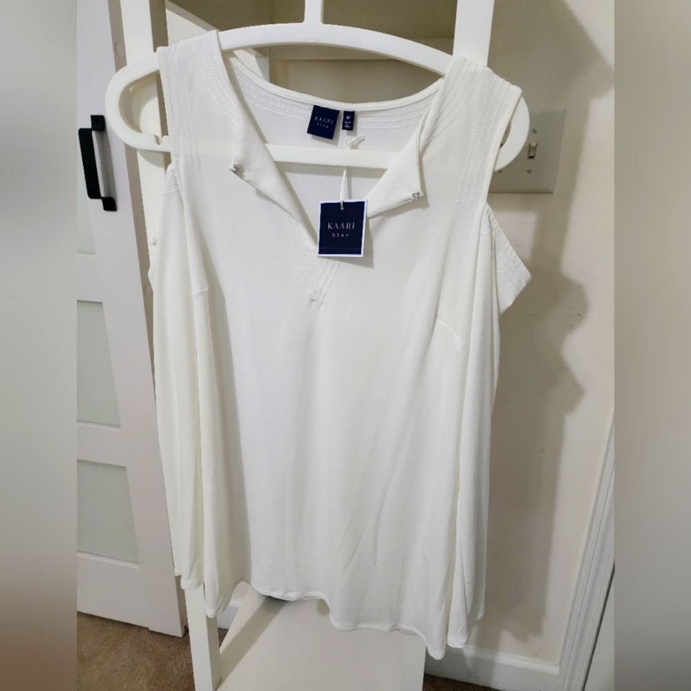 Kaari Blue, size M, winter white, cutout long sleeve blouse